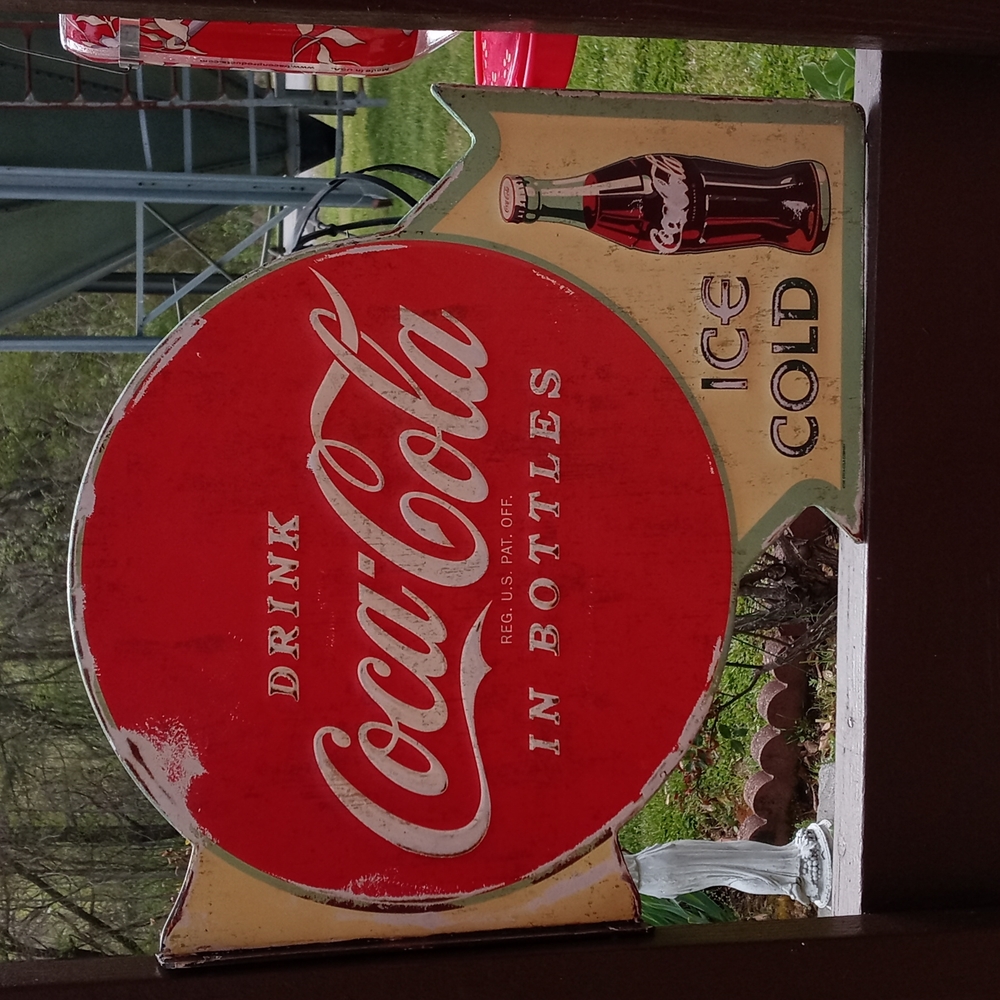 VINTAGE 1950'S METAL DOUBLE SIDED COCA COLA SIGN